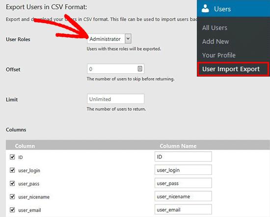 User Export User Export