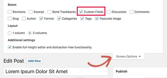 Show custom fields Show custom fields