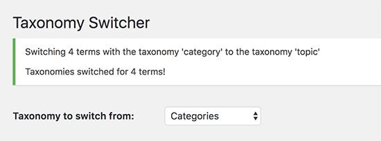 Successfully switched taxonomies Successfully switched taxonomies