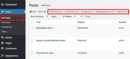 Sort posts by status Sort posts by status