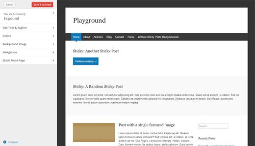 Theme preview screen in development versions of WordPress 3.8 Theme preview screen in development versions of WordPress 3.8