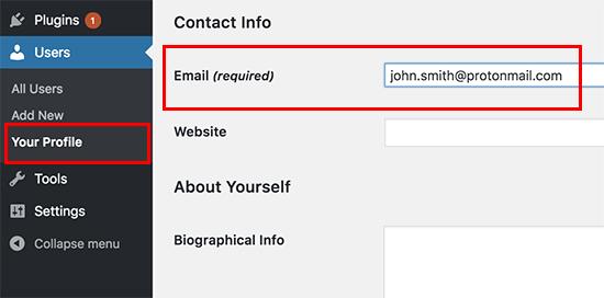 Change your author profile email address Change your author profile email address
