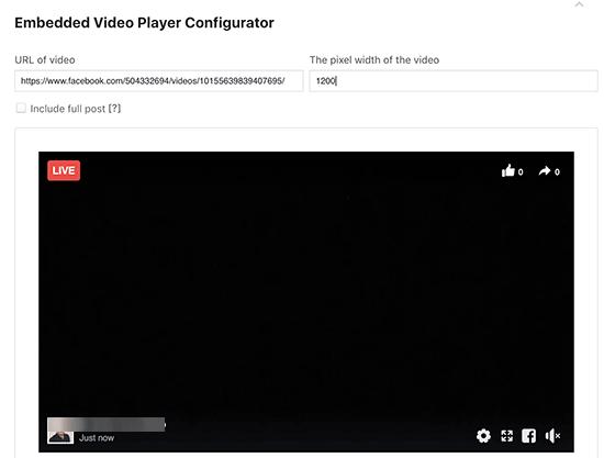 Facebook Live video embed code generator Facebook Live video embed code generator