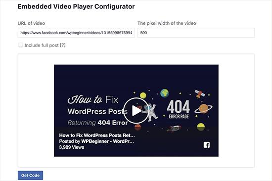 Facebook video embed code generator Facebook video embed code generator
