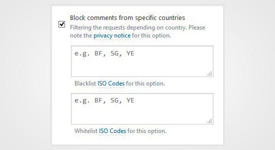 Block Comments from Countries Block Comments from Countries