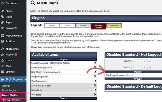 Disable plugins on search results page Disable plugins on search results page