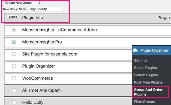 Creating a plugin group Creating a plugin group