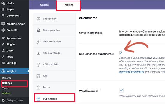Enable eCommerce tracking Enable eCommerce tracking