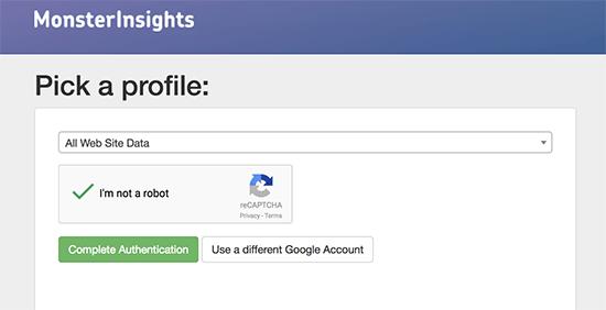 Select your website profile Select your website profile
