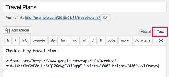 Paste your interactive map code in WordPress Paste your interactive map code in WordPress