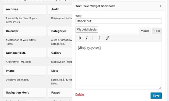Adding shortcode in Text widget Adding shortcode in Text widget