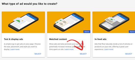 Select Google Matched Content Select Google Matched Content