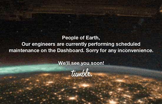 Tumblr maintenance page example Tumblr maintenance page example