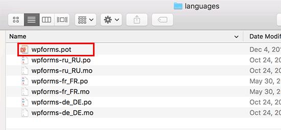 Translation template file Translation template file