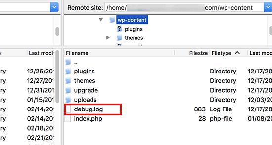 Debug log Debug log