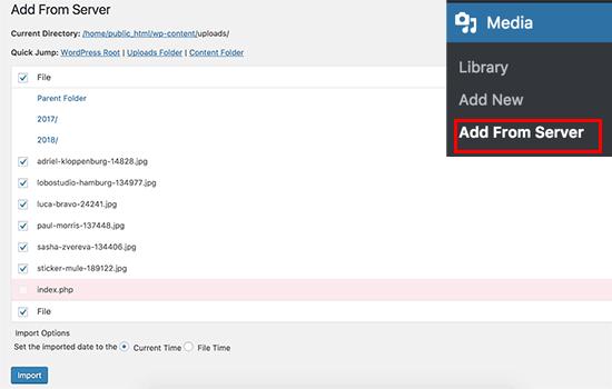 Add from server settings Add from server settings