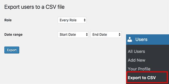 Export to CSV settings Export to CSV settings