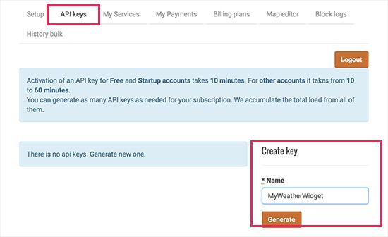 Generate API Key Generate API Key