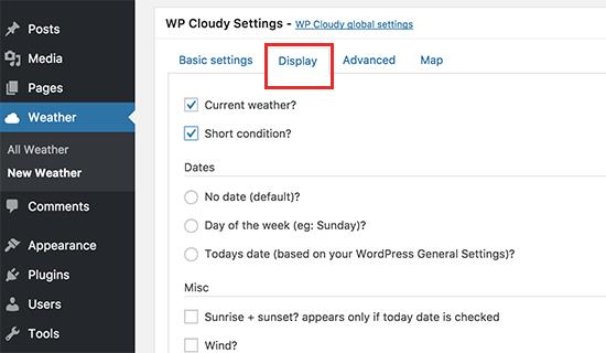 Display settings Display settings