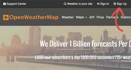 Sign up for open weather map api key Sign up for open weather map api key