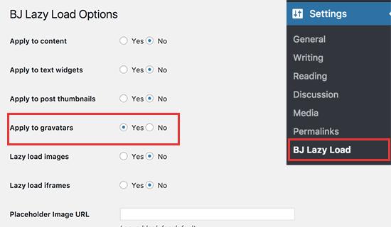 BJ Lazy Load settings BJ Lazy Load settings