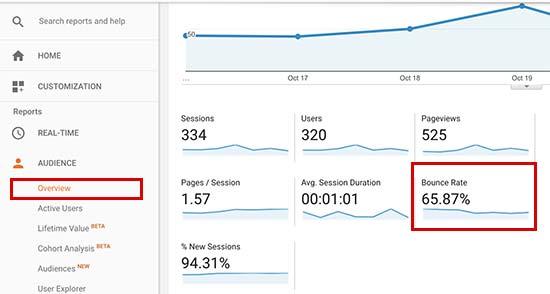 Checking bounce rate in Google Analytics Checking bounce rate in Google Analytics