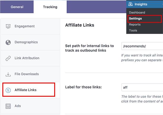 Affiliate link tracking in MonsterInsights Affiliate link tracking in MonsterInsights