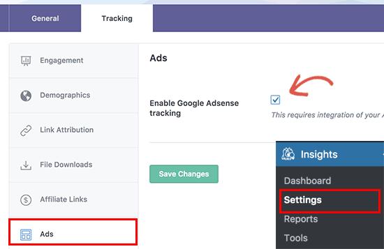 Enable Adsense tracking in Google Analytics with MonsterInsights Enable Adsense tracking in Google Analytics with MonsterInsights