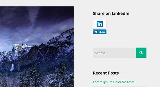 LinkedIn share button in sidebar LinkedIn share button in sidebar