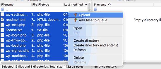 Upload WordPress files to root domain Upload WordPress files to root domain