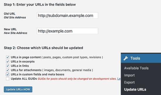 Update URLs Update URLs