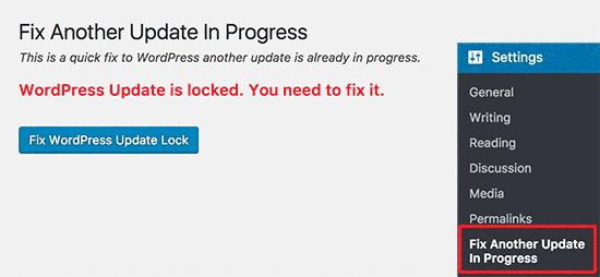 Fix WordPress update lock Fix WordPress update lock