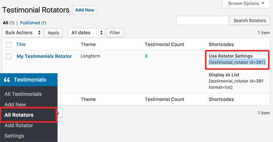 Rotating testimonials shortcode Rotating testimonials shortcode