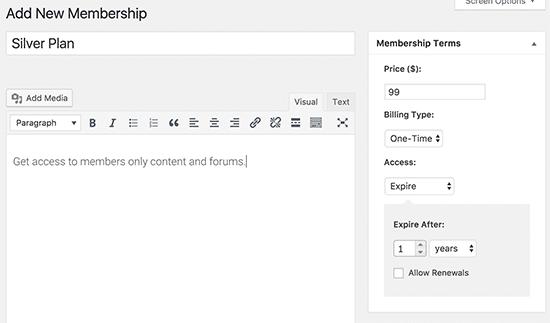 Creating a membership Creating a membership