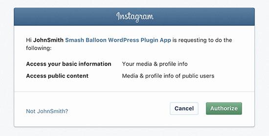 Authorize plugin to access Instagram data Authorize plugin to access Instagram data