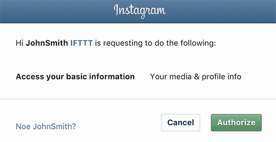 Authorize IFTTT to access Instagram Authorize IFTTT to access Instagram