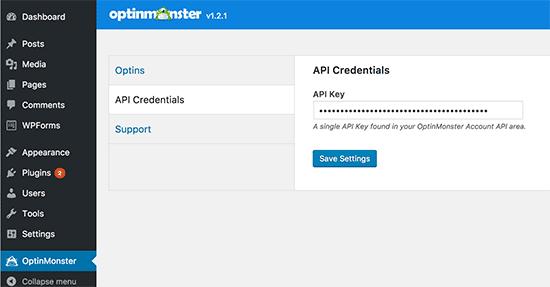 OptinMonster API key OptinMonster API key