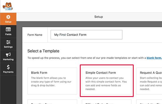Create a new contact form Create a new contact form