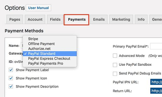 Setup payment gateway Setup payment gateway