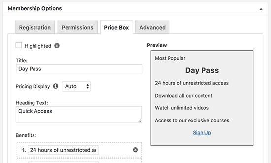 Price box settings Price box settings