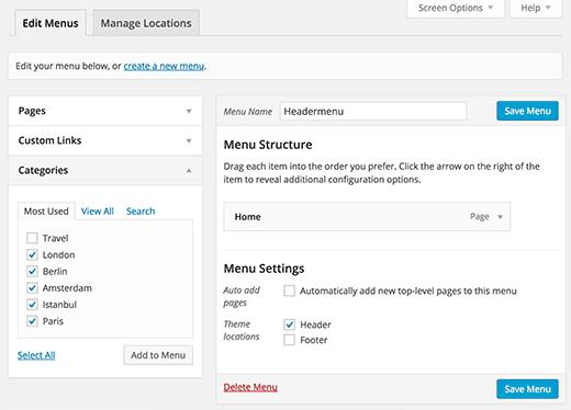 Adding categories to navigation menus in WordPress Adding categories to navigation menus in WordPress