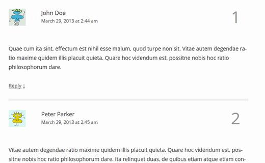 Comment numbers Comment numbers