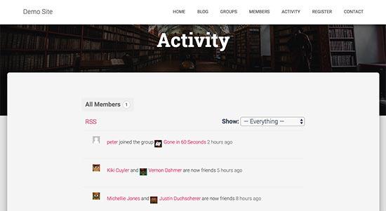 Activity page Activity page