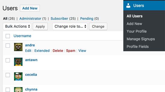 Managing user accounts Managing user accounts
