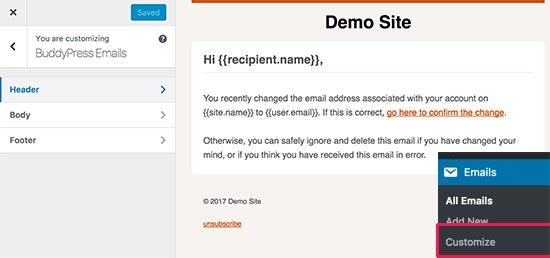 Customize emails Customize emails