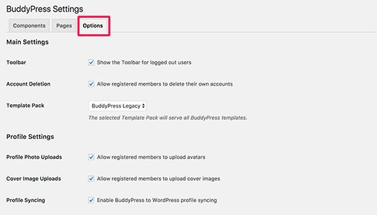 BuddyPress options BuddyPress options