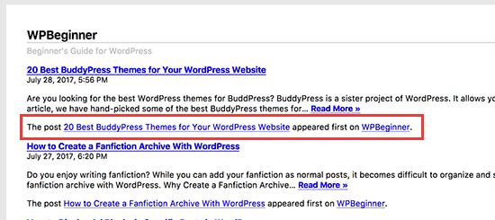 Footer text in WordPress RSS feed Footer text in WordPress RSS feed