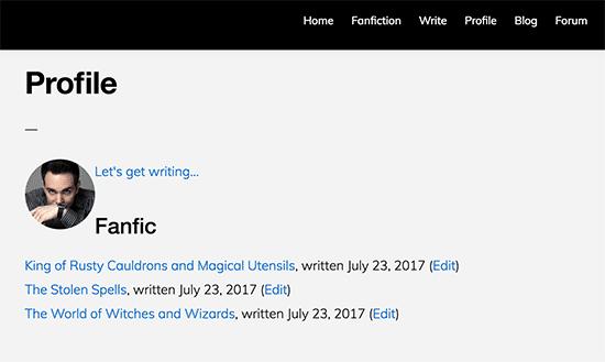 Author profile page Author profile page