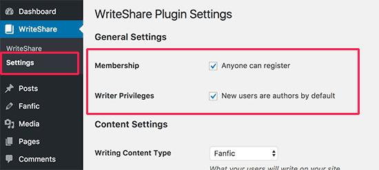 Enable membership and writing privileges Enable membership and writing privileges