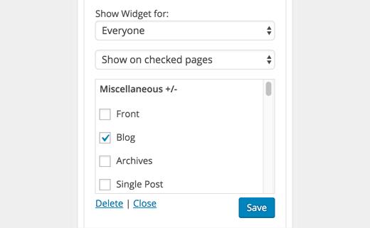Show/Hide widgets on different pages and sections Show/Hide widgets on different pages and sections